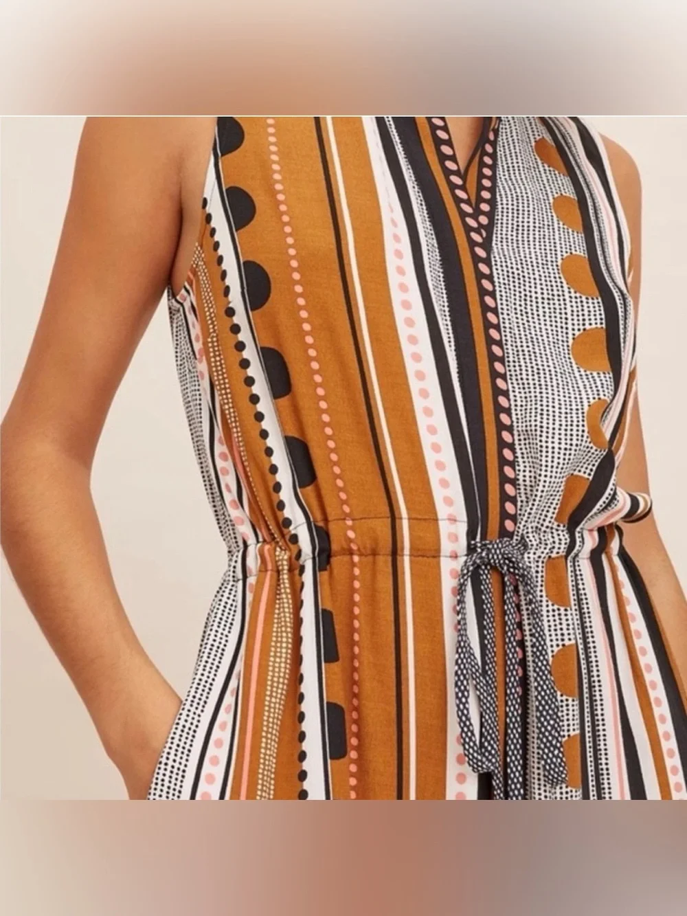 Maeve Anthropologie Alondra Maxi Dress 2P Boho Stripe Tiered Pockets Petite NWOT - Picture 6 of 16